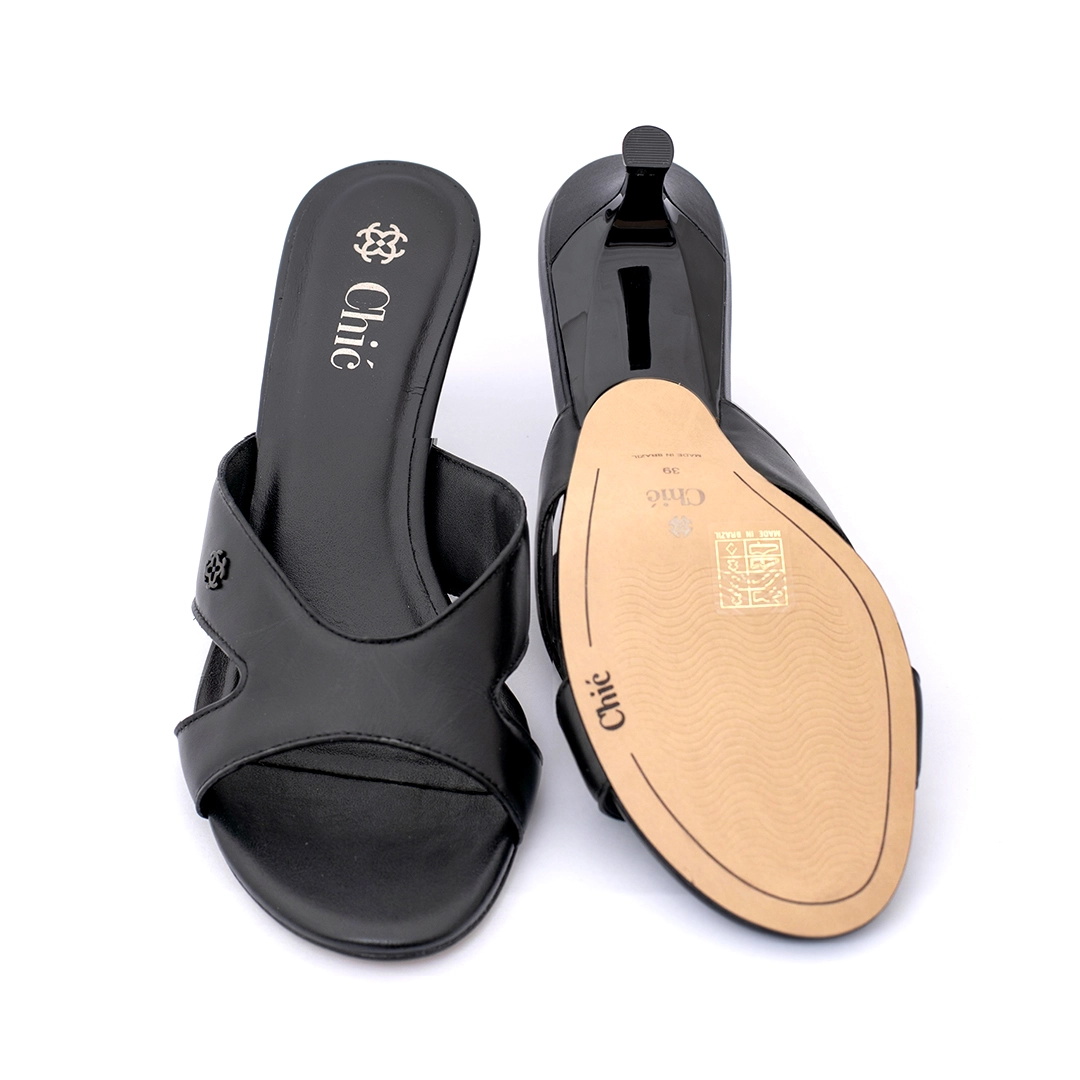 Nappa Leather Kitten Heel Sandals with Buckle